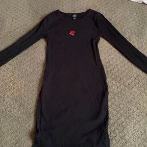 Black fitted and knitted long sleeve dress